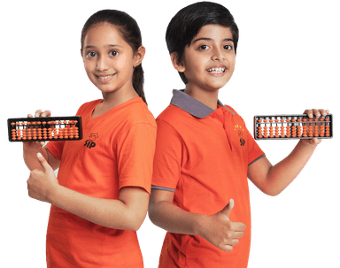 Students holding abacus boards